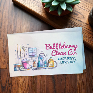 Carte De Visite Services de nettoyage - Design de style aquarelle
