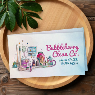 Carte De Visite Services de nettoyage - Design de style aquarelle
