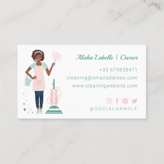 Carte De Visite Services de nettoyage et de ménage pour femmes noi (Dos)