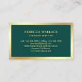 Carte De Visite Services de nettoyage Green and Gold Vacuum Cleane (Dos)