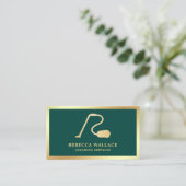 Carte De Visite Services de nettoyage Green and Gold Vacuum Cleane (Debout devant)