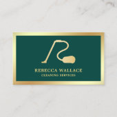 Carte De Visite Services de nettoyage Green and Gold Vacuum Cleane (Devant)