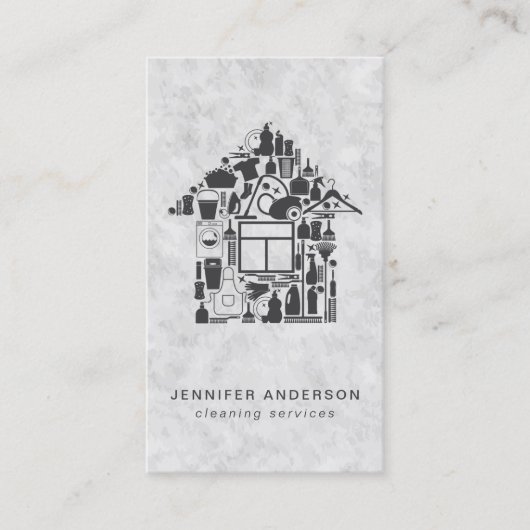 Carte De Visite Services de nettoyage gris modernes (Devant)