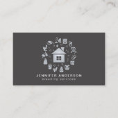 Carte De Visite Services de nettoyage gris modernes (Devant)