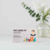 Carte De Visite Services de nettoyage | Logo de la femme de ménage (Debout devant)