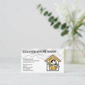 Carte De Visite Services de nettoyage | Logo de la femme de ménage (Debout devant)