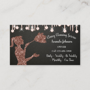 Carte De Visite Services de nettoyage Logo Rose Lecteurs domestiqu