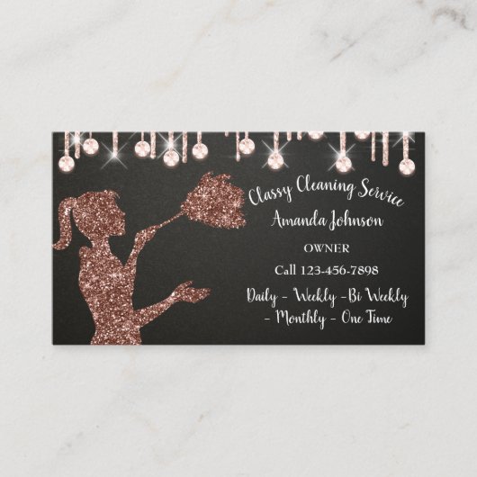 Carte De Visite Services de nettoyage Logo Rose Lecteurs domestiqu (Devant)