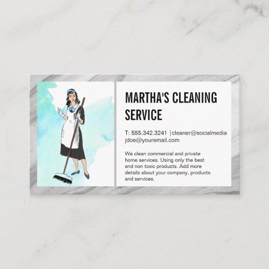 Carte De Visite Services de nettoyage | Maid avec chambre (Devant)