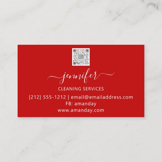 Carte De Visite Services de nettoyage Maid Gold Red Washing (Dos)