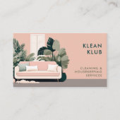 Carte De Visite Services de nettoyage Ménage Rétro Pink Classy (Devant)