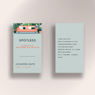 Carte De Visite Services de nettoyage Ménage Rétro Professionnel