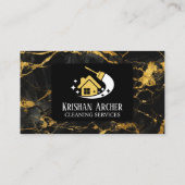 Carte De Visite Services de nettoyage ménager en marbre noir (Dos)