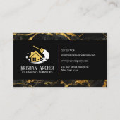Carte De Visite Services de nettoyage ménager en marbre noir (Devant)