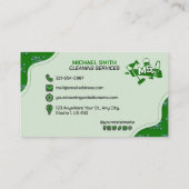 Carte De Visite Services De Nettoyage Moderne Logo Cute Green tend (Dos)