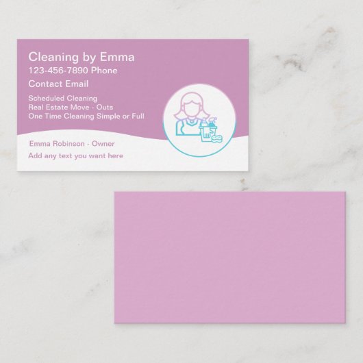 Carte De Visite Services De Nettoyage Moderne Simple De Maison (Devant / Derrière)