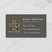 Carte De Visite Services de nettoyage modernes de code QR or (Dos)