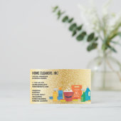 Carte De Visite Services de nettoyage | Motif circulaire | Or méta (Debout devant)