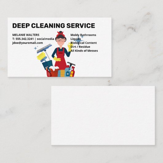 Carte De Visite Services de nettoyage | Nettoyage domestique avec (Devant / Derrière)