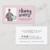 Carte De Visite Services de nettoyage Photo moderne (Devant / Derrière)