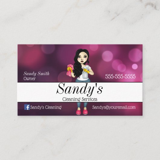 Carte De Visite Services de nettoyage pourpre (Devant)
