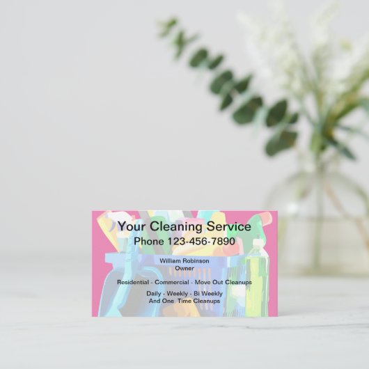 Carte De Visite Services de nettoyage professionnel Conception mod (Debout devant)