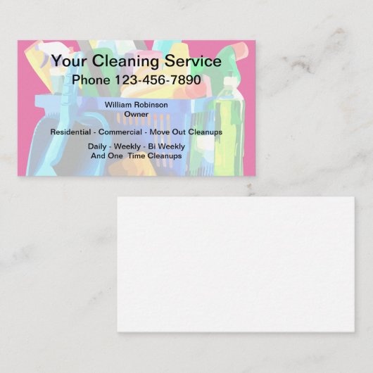 Carte De Visite Services de nettoyage professionnel Conception mod (Devant / Derrière)