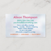 Carte De Visite Services de nettoyage professionnel de maison (Dos)