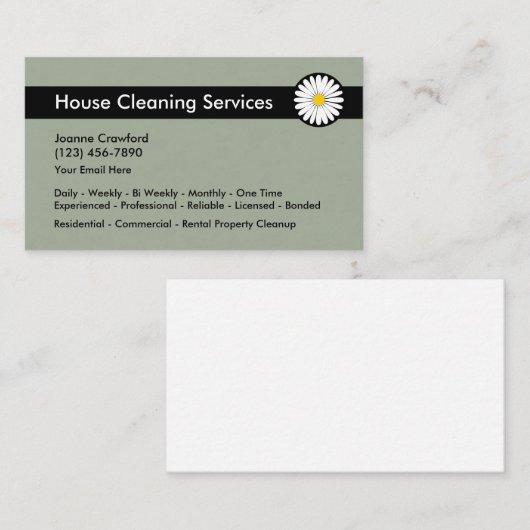 Carte De Visite Services de nettoyage professionnels (Devant / Derrière)