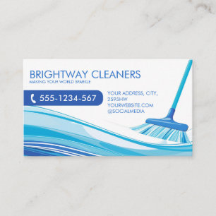 Carte De Visite Services de nettoyage professionnels Blue Broom