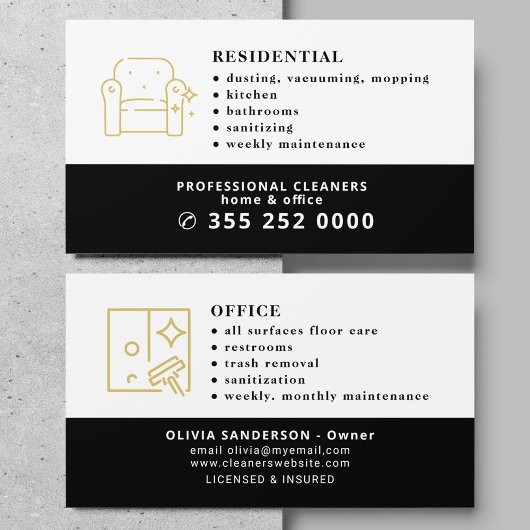 Carte De Visite Services de nettoyage professionnels modernes