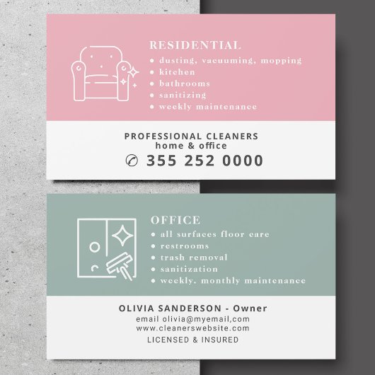 Carte De Visite Services de nettoyage professionnels modernes