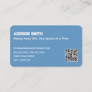 Carte De Visite Services de nettoyage QR Bleu
