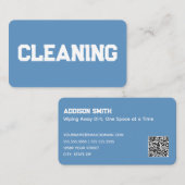 Carte De Visite Services de nettoyage QR Blue (Devant / Derrière)