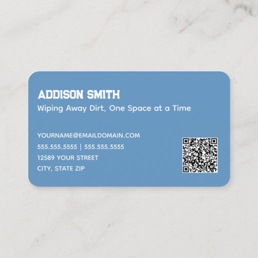 Carte De Visite Services de nettoyage QR Blue (Dos)
