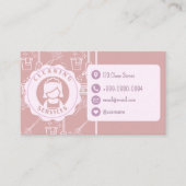 Carte De Visite Services de nettoyage Qr Code bleu rose (Devant)