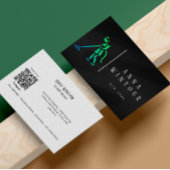 Carte De Visite Services de nettoyage Qr Code moderne Noir