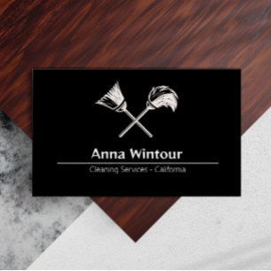 Carte De Visite Services De Nettoyage Qr Code Noir Et Blanc