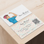 Carte De Visite Services de nettoyage Qr Code Rétro Ménagère