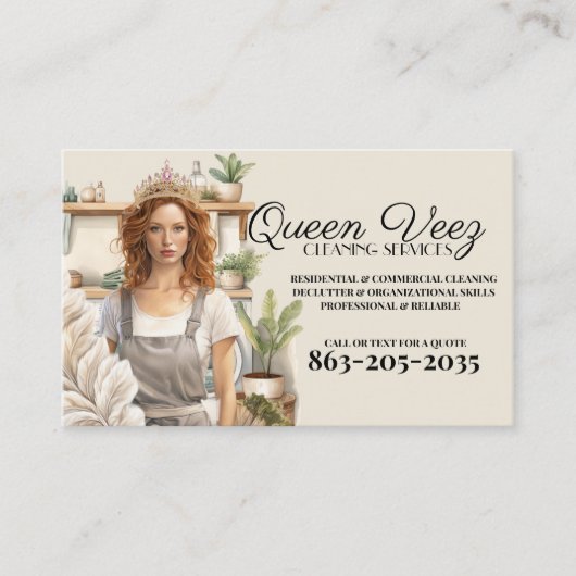 Carte De Visite Services de nettoyage Queen Veez (Devant)