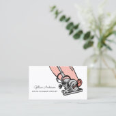 Carte De Visite Services De Nettoyage Rétro De La Maison À Vacuum (Debout devant)