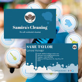 Carte De Visite Services de nettoyage simple bleu et blanc