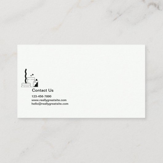 Carte De Visite Services de nettoyage simple en texte blanc et noi (Dos)