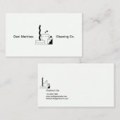 Carte De Visite Services de nettoyage simple en texte blanc et noi (Devant / Derrière)