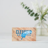 Carte De Visite Services de nettoyage | Squeegee | Bois (Debout devant)