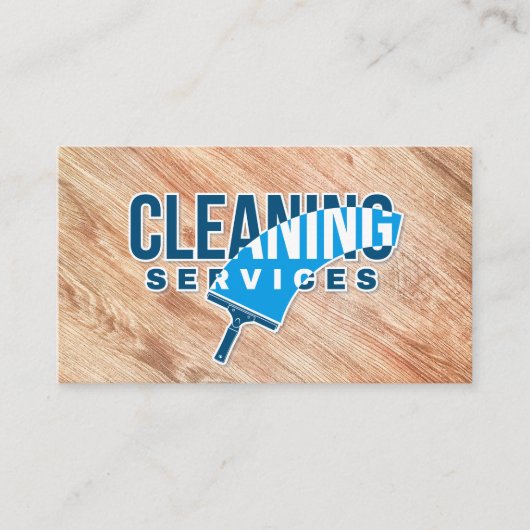 Carte De Visite Services de nettoyage | Squeegee | Bois (Devant)