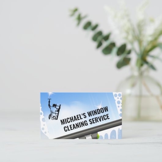 Carte De Visite Services de nettoyage | Squeegee de fenêtre (Debout devant)