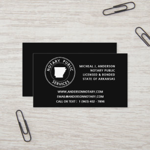 Carte De Visite Services de notaire public de l'Arkansas