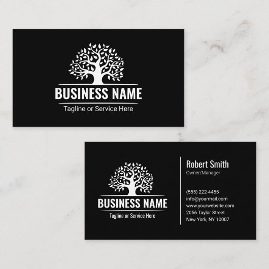 Carte De Visite Services de paysagisme professionnels Logo Arbre B (Devant / Derrière)