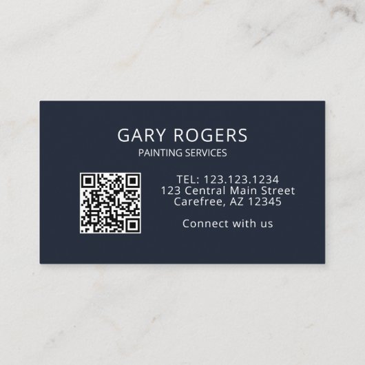 Carte De Visite Services de peinture de code QR en bleu foncé (Dos)